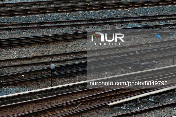 Commuter and freight railway tracks are seen in Washington, D.C. on September 14, 2022 as a potential nationwide labor strike looms. 