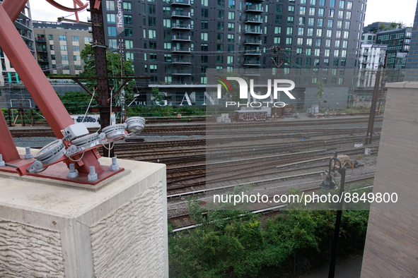 Commuter and freight railway tracks are seen in Washington, D.C. on September 14, 2022 as a potential nationwide labor strike looms. 