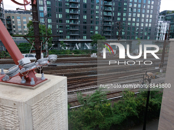 Commuter and freight railway tracks are seen in Washington, D.C. on September 14, 2022 as a potential nationwide labor strike looms. (