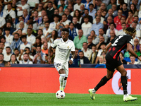 Vinicius Junior during UEFA Champions League match between Real Madrid and RB Leipzig at Estadio Santiago Bernabeu on September 14, 2022 in...