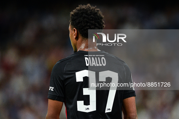 Abdou Diallo during UEFA Champions League match between Real Madrid and RB Leipzig at Estadio Santiago Bernabeu on September 14, 2022 in Mad...