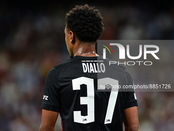 Abdou Diallo during UEFA Champions League match between Real Madrid and RB Leipzig at Estadio Santiago Bernabeu on September 14, 2022 in Mad...