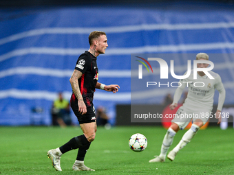 David Raum and Federico Valverde during UEFA Champions League match between Real Madrid and RB Leipzig at Estadio Santiago Bernabeu on Septe...