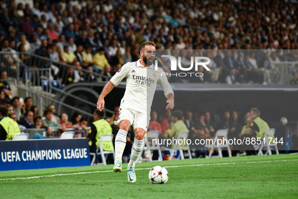 Daniel Carvajal during UEFA Champions League match between Real Madrid and RB Leipzig at Estadio Santiago Bernabeu on September 14, 2022 in...