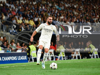 Daniel Carvajal during UEFA Champions League match between Real Madrid and RB Leipzig at Estadio Santiago Bernabeu on September 14, 2022 in...