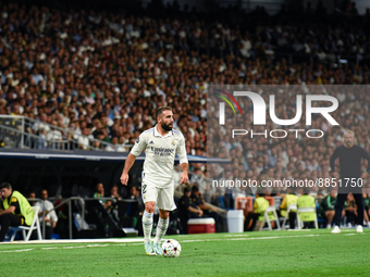 Daniel Carvajal during UEFA Champions League match between Real Madrid and RB Leipzig at Estadio Santiago Bernabeu on September 14, 2022 in...