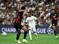 Vinicius Junior during UEFA Champions League match between Real Madrid and RB Leipzig at Estadio Santiago Bernabeu on September 14, 2022 in...