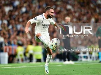 Daniel Carvajal during UEFA Champions League match between Real Madrid and RB Leipzig at Estadio Santiago Bernabeu on September 14, 2022 in...