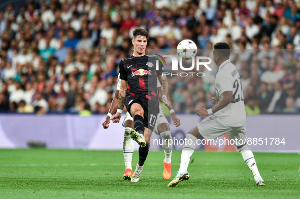 Dominik Szoboszlai during UEFA Champions League match between Real Madrid and RB Leipzig at Estadio Santiago Bernabeu on September 14, 2022...