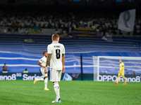 Toni Kroos during UEFA Champions League match between Real Madrid and RB Leipzig at Estadio Santiago Bernabeu on September 14, 2022 in Madri...