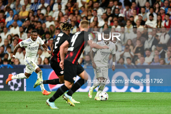 Vinicius Junior during UEFA Champions League match between Real Madrid and RB Leipzig at Estadio Santiago Bernabeu on September 14, 2022 in...