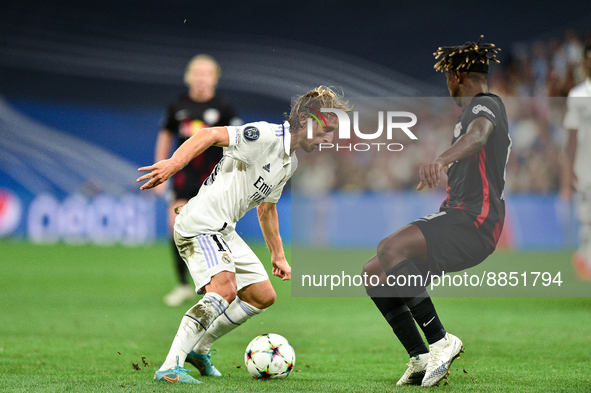 Luka Modric during UEFA Champions League match between Real Madrid and RB Leipzig at Estadio Santiago Bernabeu on September 14, 2022 in Madr...