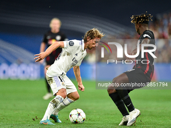 Luka Modric during UEFA Champions League match between Real Madrid and RB Leipzig at Estadio Santiago Bernabeu on September 14, 2022 in Madr...