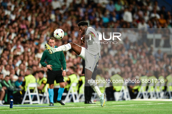 Aurelien Tchouameni during UEFA Champions League match between Real Madrid and RB Leipzig at Estadio Santiago Bernabeu on September 14, 2022...