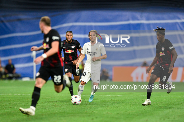 Luka Modric during UEFA Champions League match between Real Madrid and RB Leipzig at Estadio Santiago Bernabeu on September 14, 2022 in Madr...