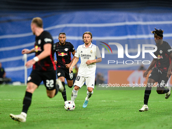 Luka Modric during UEFA Champions League match between Real Madrid and RB Leipzig at Estadio Santiago Bernabeu on September 14, 2022 in Madr...