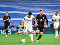 Nacho and Timo Werner during UEFA Champions League match between Real Madrid and RB Leipzig at Estadio Santiago Bernabeu on September 14, 20...