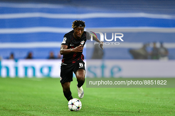 Amadou Haidara during UEFA Champions League match between Real Madrid and RB Leipzig at Estadio Santiago Bernabeu on September 14, 2022 in M...