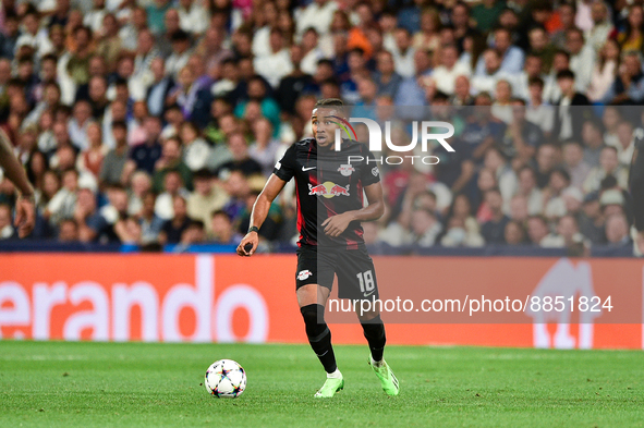 Christopher Nkunku during UEFA Champions League match between Real Madrid and RB Leipzig at Estadio Santiago Bernabeu on September 14, 2022...