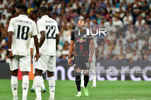 Christopher Nkunku during UEFA Champions League match between Real Madrid and RB Leipzig at Estadio Santiago Bernabeu on September 14, 2022...