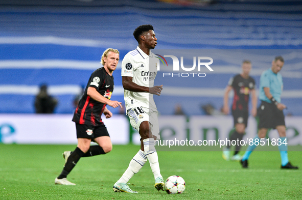 Aurelien Tchouameni during UEFA Champions League match between Real Madrid and RB Leipzig at Estadio Santiago Bernabeu on September 14, 2022...