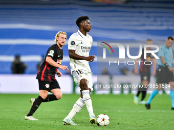 Aurelien Tchouameni during UEFA Champions League match between Real Madrid and RB Leipzig at Estadio Santiago Bernabeu on September 14, 2022...