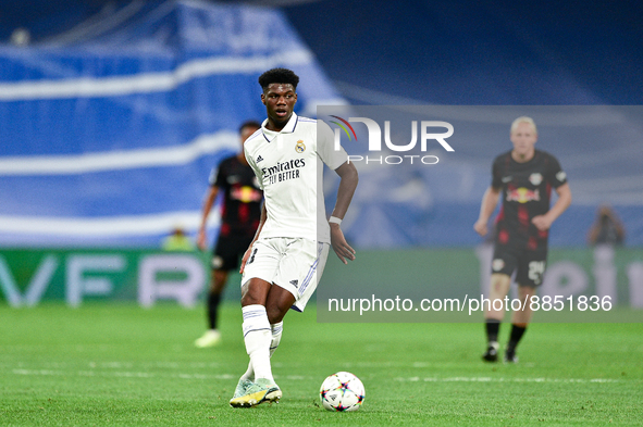 Aurelien Tchouameni during UEFA Champions League match between Real Madrid and RB Leipzig at Estadio Santiago Bernabeu on September 14, 2022...