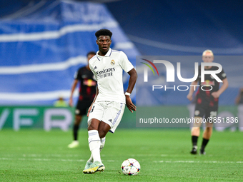 Aurelien Tchouameni during UEFA Champions League match between Real Madrid and RB Leipzig at Estadio Santiago Bernabeu on September 14, 2022...