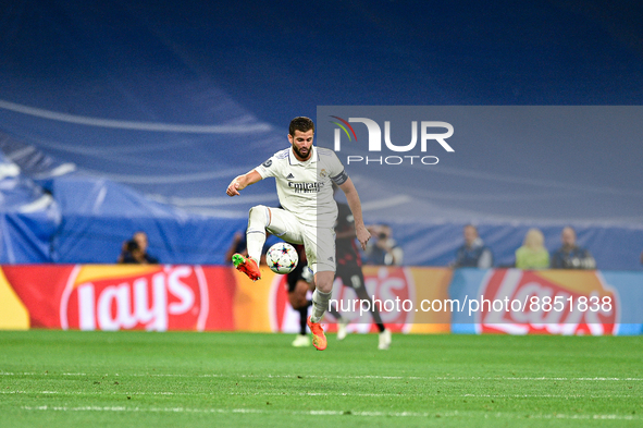 Nacho during UEFA Champions League match between Real Madrid and RB Leipzig at Estadio Santiago Bernabeu on September 14, 2022 in Madrid, Sp...