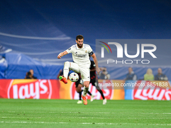 Nacho during UEFA Champions League match between Real Madrid and RB Leipzig at Estadio Santiago Bernabeu on September 14, 2022 in Madrid, Sp...