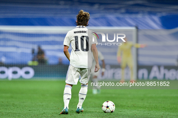 Luka Modric during UEFA Champions League match between Real Madrid and RB Leipzig at Estadio Santiago Bernabeu on September 14, 2022 in Madr...