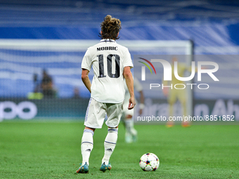 Luka Modric during UEFA Champions League match between Real Madrid and RB Leipzig at Estadio Santiago Bernabeu on September 14, 2022 in Madr...