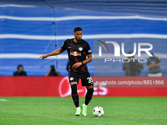 Benjamin Henrichs during UEFA Champions League match between Real Madrid and RB Leipzig at Estadio Santiago Bernabeu on September 14, 2022 i...