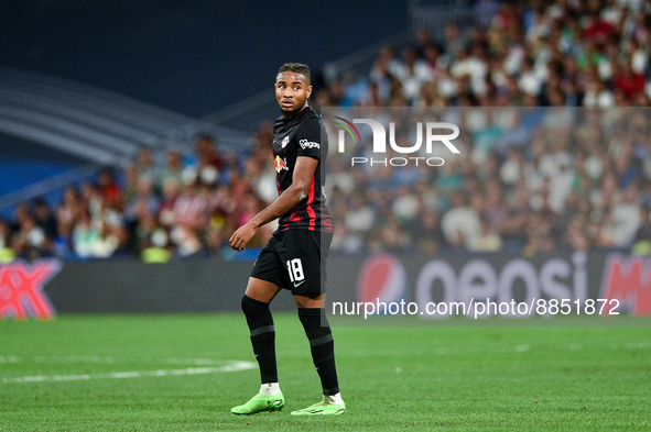 Christopher Nkunku during UEFA Champions League match between Real Madrid and RB Leipzig at Estadio Santiago Bernabeu on September 14, 2022...