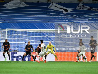 Marco Asensio scores a goal during UEFA Champions League match between Real Madrid and RB Leipzig at Estadio Santiago Bernabeu on September...