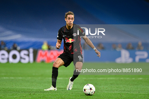 Yussuf Poulsen during UEFA Champions League match between Real Madrid and RB Leipzig at Estadio Santiago Bernabeu on September 14, 2022 in M...