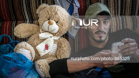 A Syrian man in a Hotel in Kos, on November 1, 2015. Many Syrians living around the Island of Kos Greece in hotels as the tourist season end...