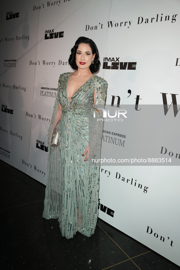 Dita Von Teese at the "Don't Worry Darling" photo call at AMC Lincoln Square Theater on September 19, 2022 in New York City. 