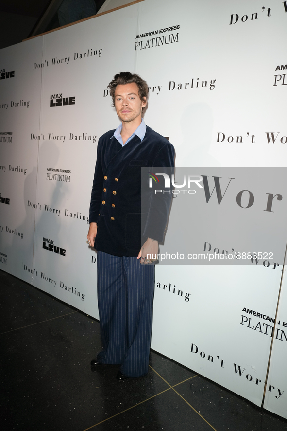 Harry Styles at the "Don't Worry Darling" photo call at AMC Lincoln Square Theater on September 19, 2022 in New York City. 