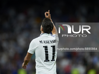 Marco Asensio right winger of Real Madrid and Spain celebrates after scoring his sides first goal during the UEFA Champions League group F m...