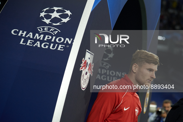 Timo Werner centre-forward Germany prior the UEFA Champions League group F match between Real Madrid and RB Leipzig at Estadio Santiago Bern...