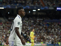 Vinicius Junior left winger of Real Madrid and Brazil during the UEFA Champions League group F match between Real Madrid and RB Leipzig at E...