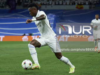 Vinicius Junior left winger of Real Madrid and Brazil in action during the UEFA Champions League group F match between Real Madrid and RB Le...