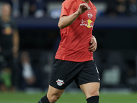 Willi Orban centre-back of RB Leipzig and Hungary during the warm-up before the UEFA Champions League group F match between Real Madrid and...