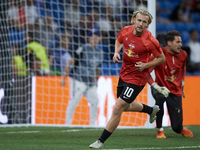 Emil Forsberg left winger of RB Leipzig and Sweden during the warm-up before the UEFA Champions League group F match between Real Madrid and...