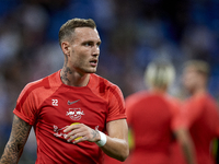 David Raum left-back of RB Leipzig and Germany during the warm-up before the UEFA Champions League group F match between Real Madrid and RB...