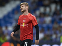 Timo Werner centre-forward Germany during the warm-up before the UEFA Champions League group F match between Real Madrid and RB Leipzig at E...