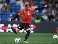 Timo Werner centre-forward Germany during the warm-up before the UEFA Champions League group F match between Real Madrid and RB Leipzig at E...