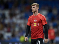 Timo Werner centre-forward Germany during the warm-up before the UEFA Champions League group F match between Real Madrid and RB Leipzig at E...