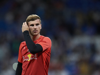 Timo Werner centre-forward Germany during the warm-up before the UEFA Champions League group F match between Real Madrid and RB Leipzig at E...